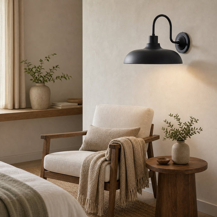 Velara Industrial Metal Rustic Dome Wall Sconce - Classic Curved Outdoor Wall Light for Porch and Patio U08
