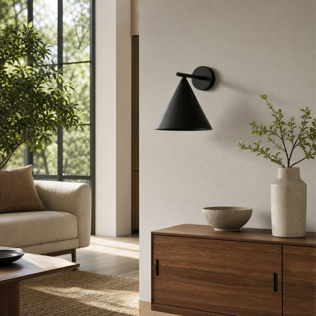 Ivoran Wall Sconce - Metal Acrylic Cone LED Wall Lamp for Living Room