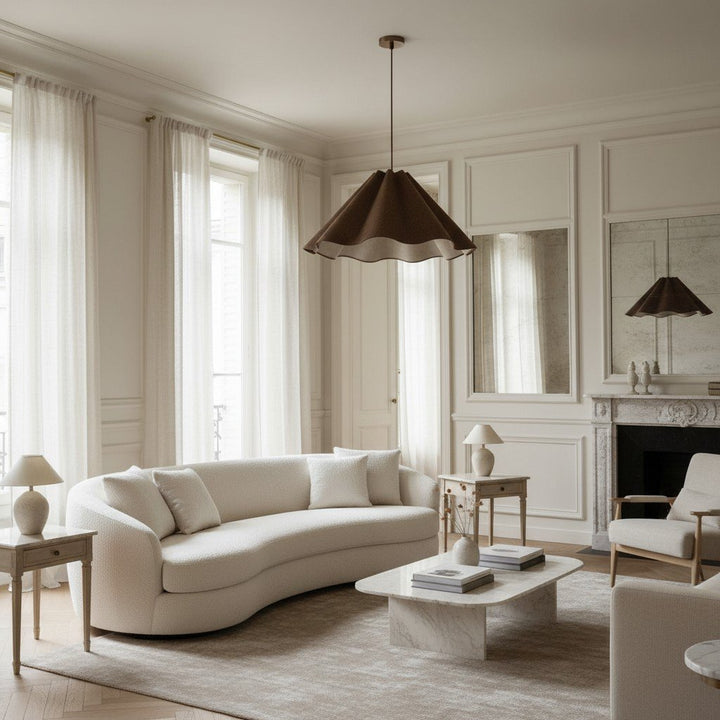 Weavara Sculptural Fabric & Metal Pendant Light - Modern Hanging Lamp for Dining or Living Rooms