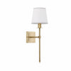 Single Head brass wall sconce with white fabric shade