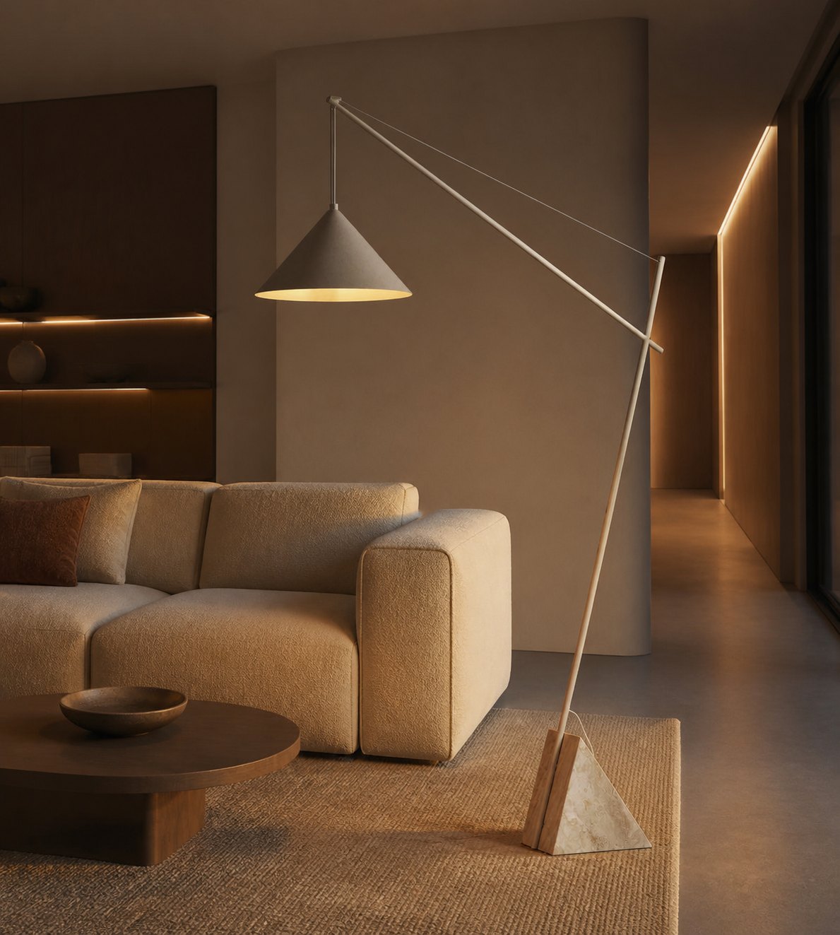 Grande Travertine Floor Lamp