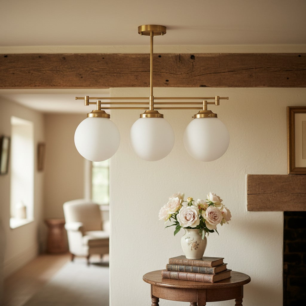 Glorica Glass Frosted Globe Pendant Light - Art Deco Hanging Light for Home