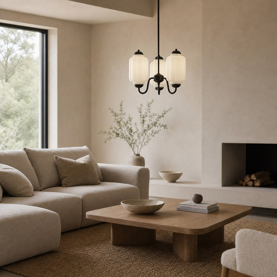 Eloise Vintage Glass Chandelier - Milk Glass Home Accent