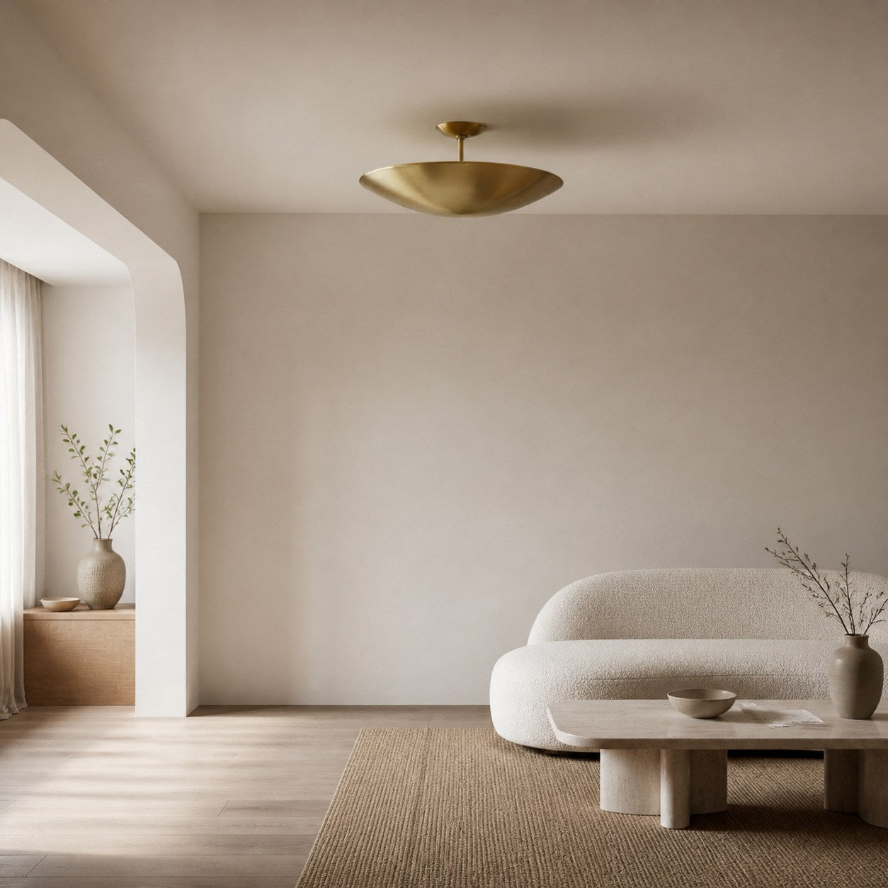 Plara Flush Mount - Rounded Minimalist Dome Metal Ceiling Light for Hallway