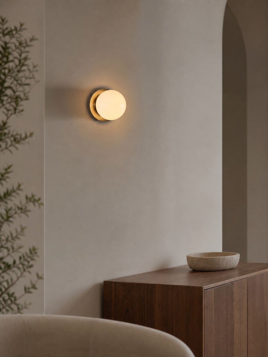 Rivolence Wall Sconce – Antique Brass Milk Glass Light