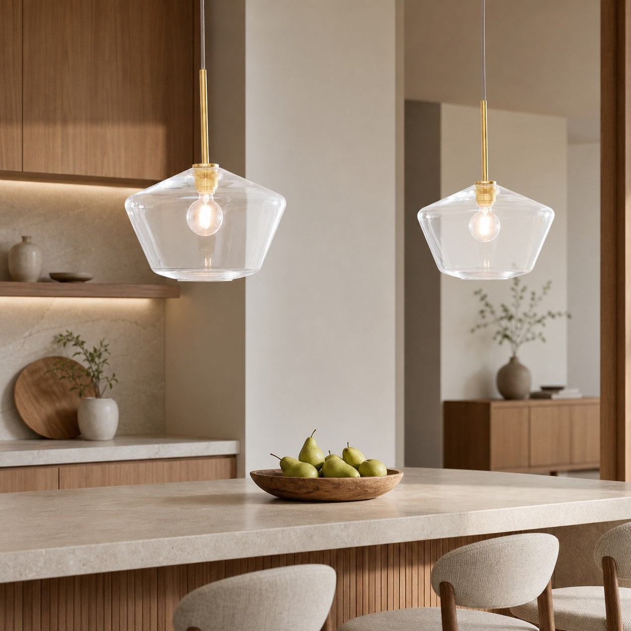 Merin Transparent Glass Sculpture Geometric Chandelier