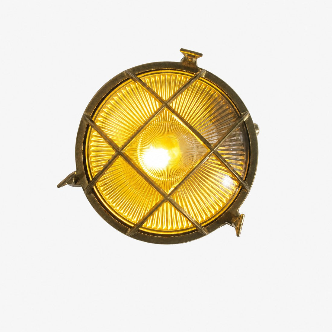 Ivoran Bulkhead Wall Sconce - Brass Caged Glass Vintage Industrial Light for Outdoor and Bathroom