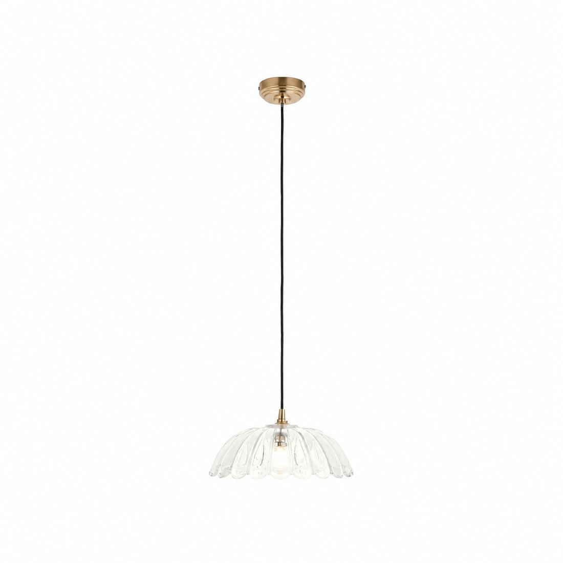Floriaxis Floral Glass Pendant Light — Floral Glass Shade with Braided Cable for Kitchen or Dining