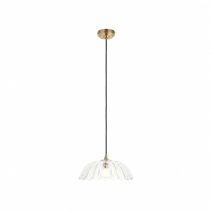 Floriaxis Floral Glass Pendant Light — Floral Glass Shade with Braided Cable for Kitchen or Dining