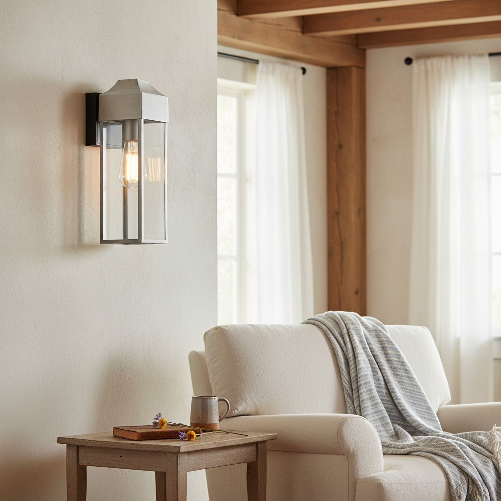 Georgon Exterior Wall Lantern Light – Clear Glass Shade, Classic Architectural Style for Outdoor Spaces