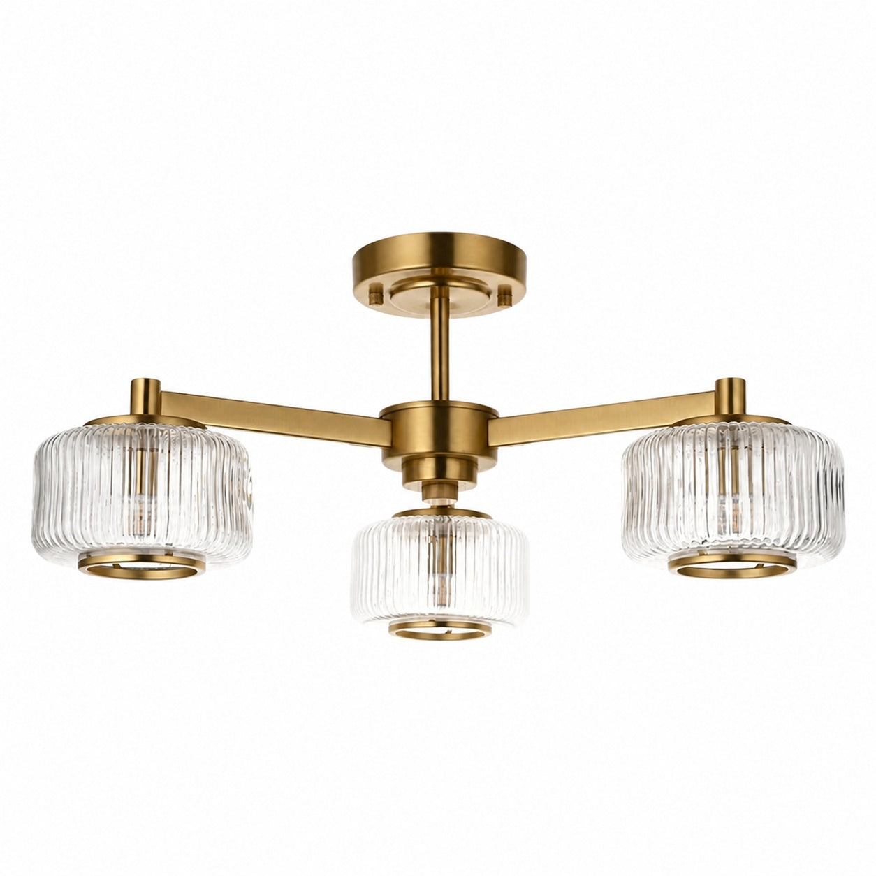 Canovus Ceiling Fixture with Ribbed Glass - Industrial Metal Living Room Light