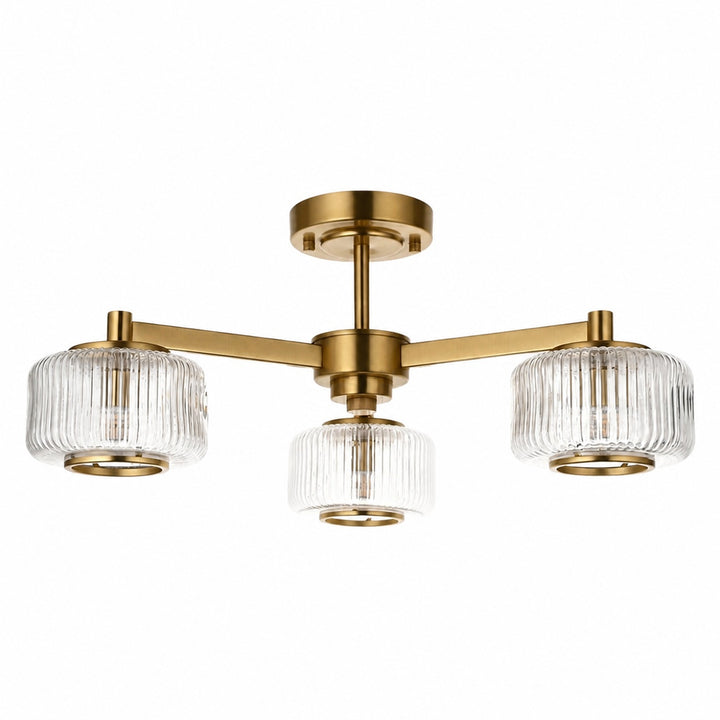 Canovus Ceiling Fixture with Ribbed Glass - Industrial Metal Living Room Light