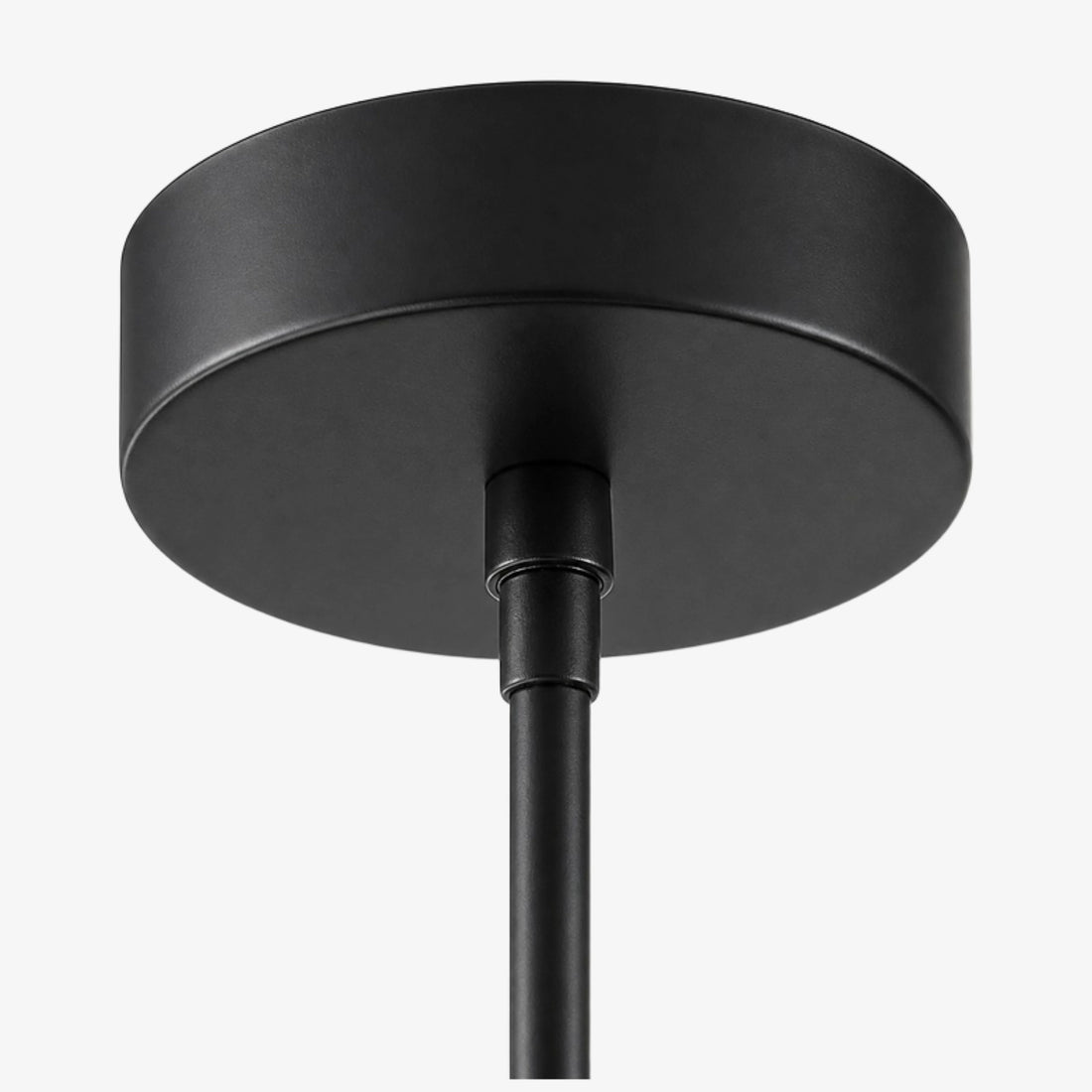 Black metal ceiling canopy detail on Luma pendant light