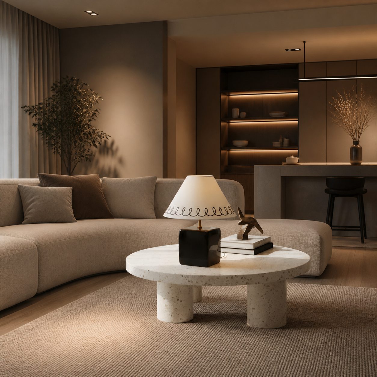 Aeva Ceramic Table Lamp - Modern Grace Design with Playful Polish