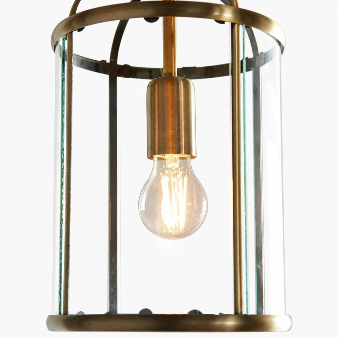 Luxvana Bell Shaped Glass Pendant Light - Industrial Metal Lantern Design Fixture for Kitchen