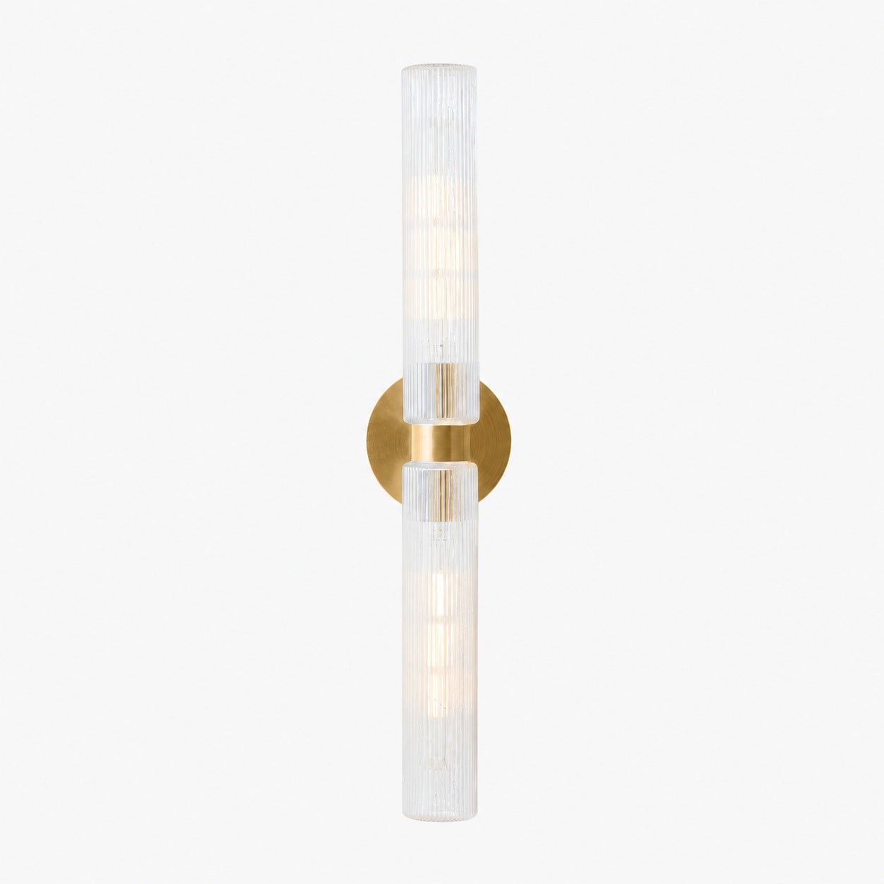 Rivora Modern Fluted Glass Wall Light - Double Short Indoor Outdoor Sconce