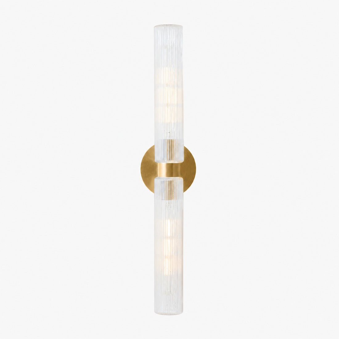 Rivora Modern Fluted Glass Wall Light - Double Short Indoor Outdoor Sconce