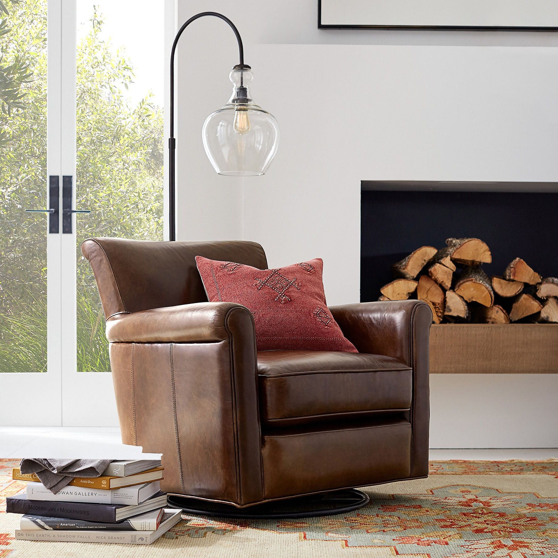 Lawson Rippled Glass Modern Floor Lamp – Artisan Design for Bedroom or Lounge