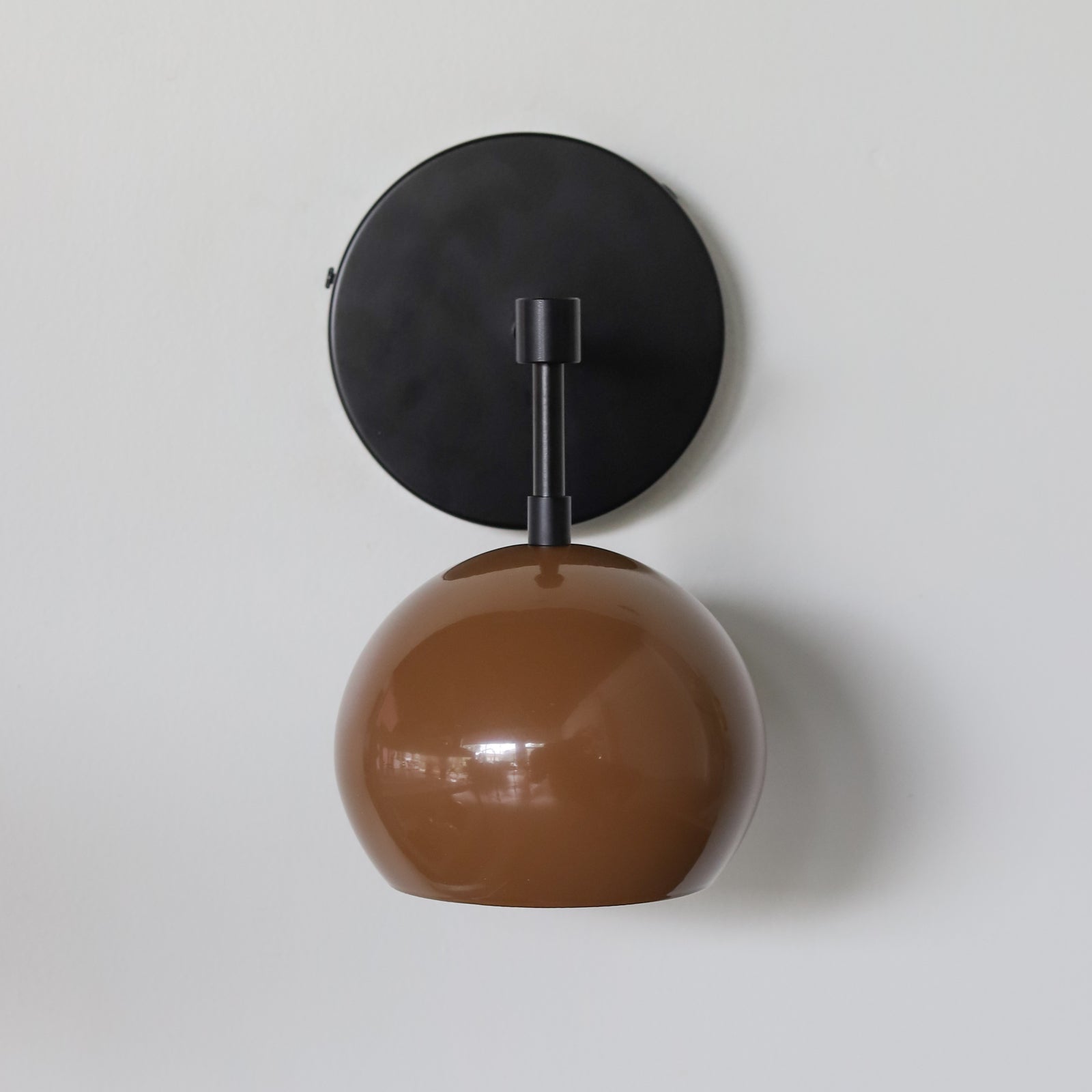 Mid-Century Modern Wall Sconce - Fudge Brown Shade with Brass or Black