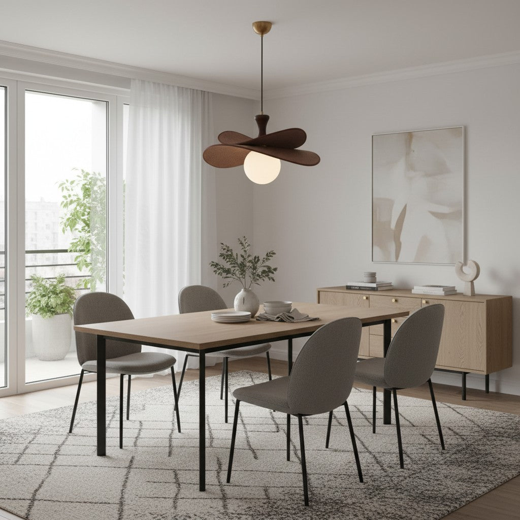 Orrise Blooming Petal Chandelier - Modern Metal and Wood for Living Rooms and Dining Rooms