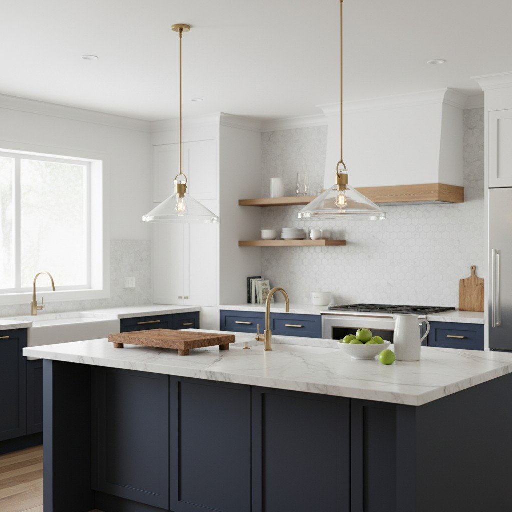 Lirra Clear Glass Industrial Pendant Light - Perfect for Kitchen Island & Dining Room