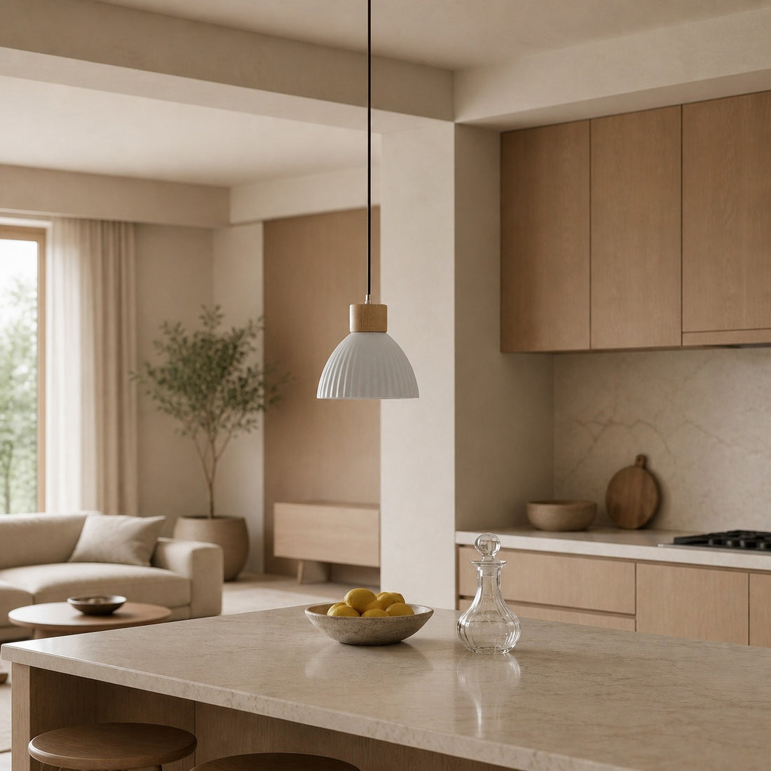 Cerawooda Modern Pendant Light - Clean Circle Silhouette for Living Area