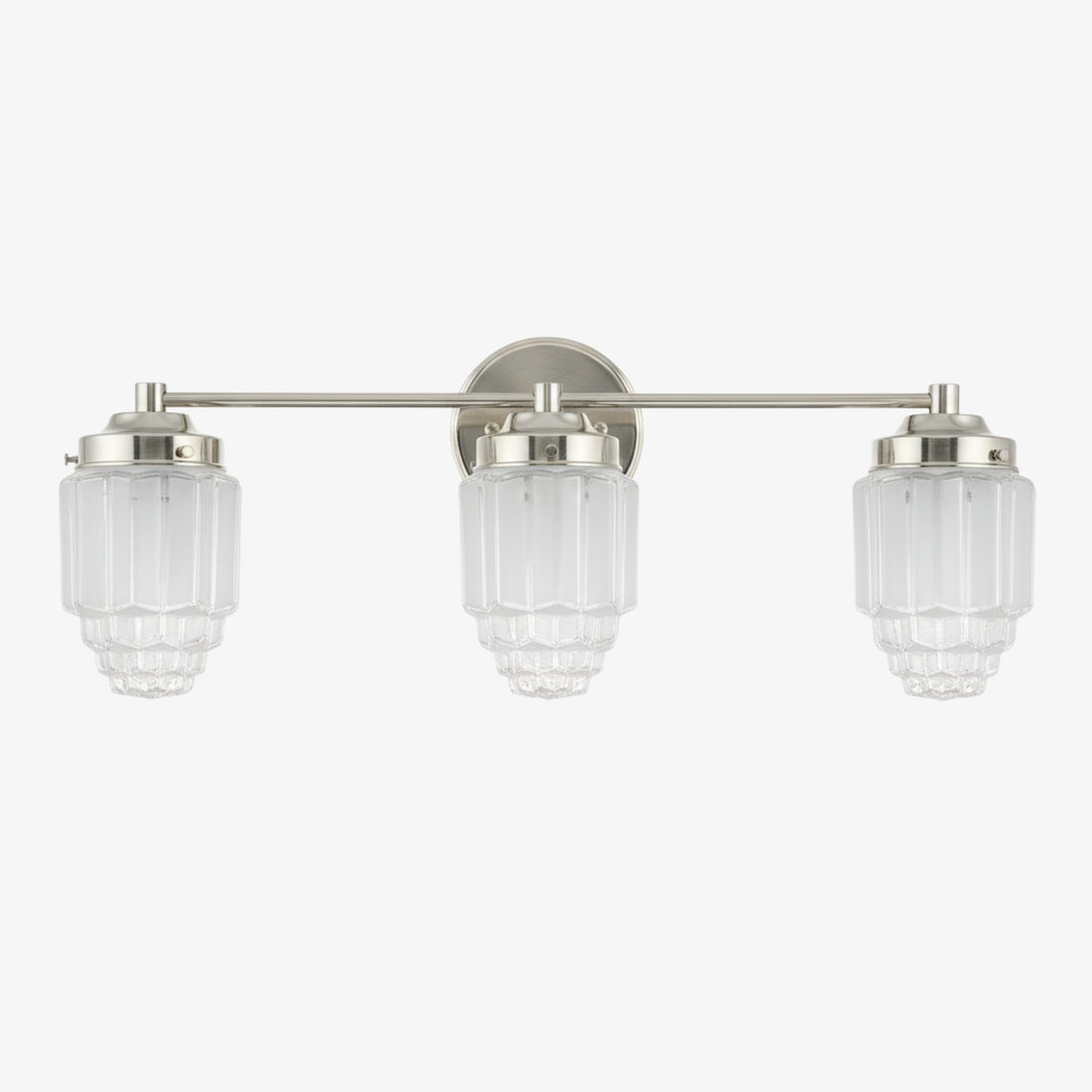 Tierlux Glass Vanity Light - Art Deco Bathroom Fixture with Skyscraper Shades