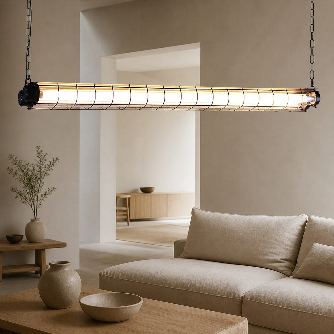 Modern Acrylic Linear LED Chandelier in Black or Silver