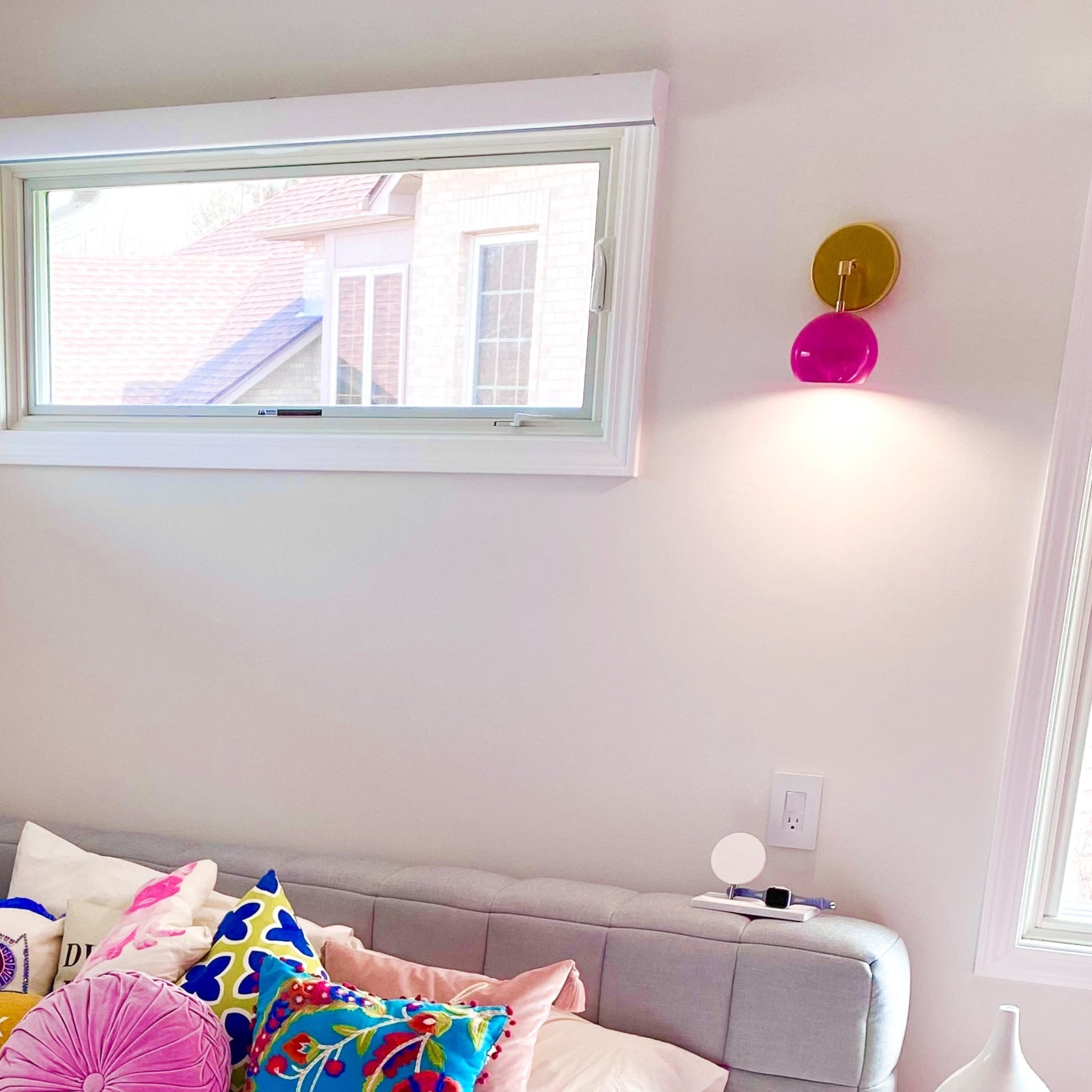 Modern Accent Soft Pink Globe Shade Wall Sconce