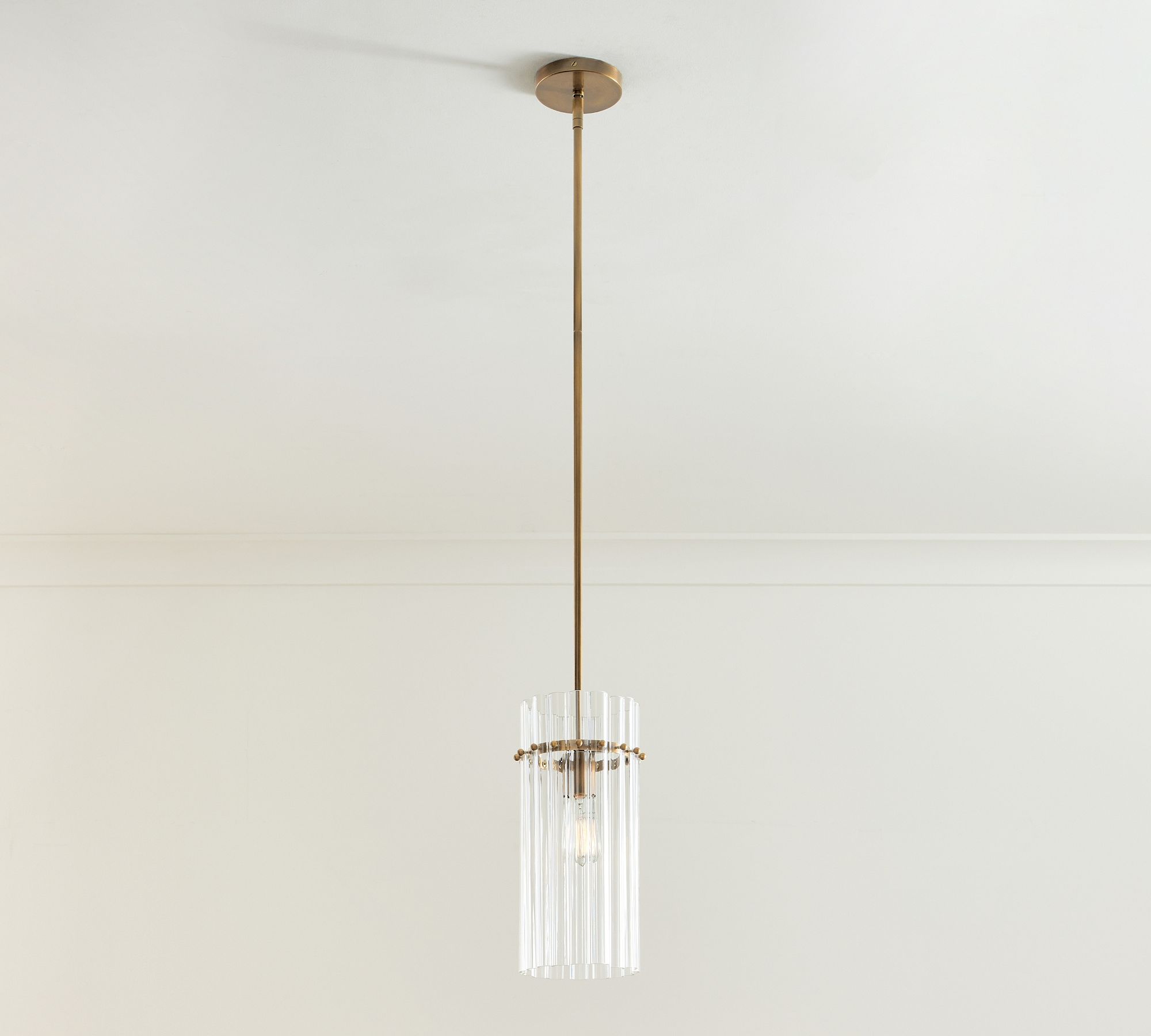 Lumora Crystal Pendant Light – Elegant Tumbled Brass & Cut Glass