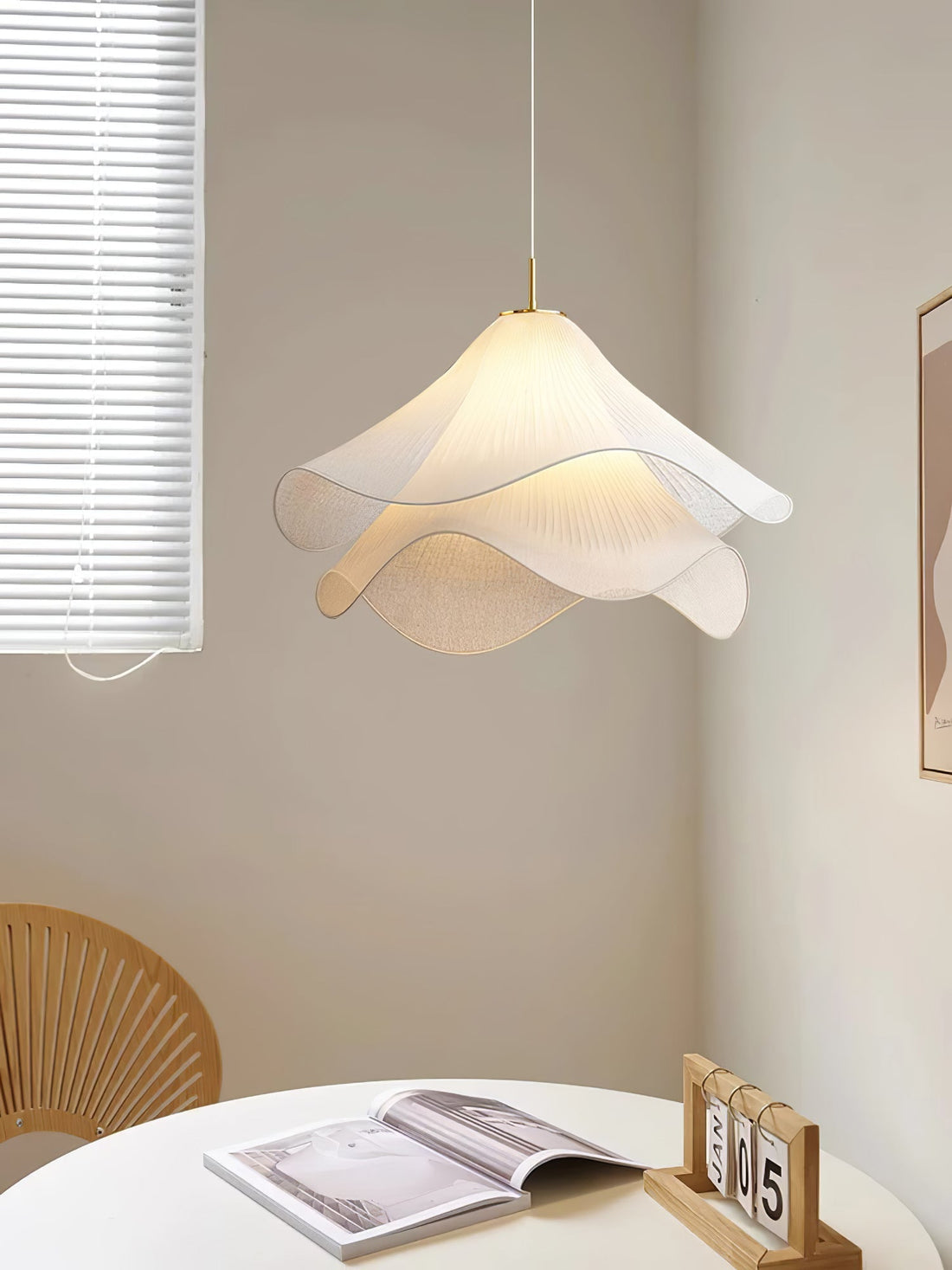 Ethereal Bloom French Floral Pleated Fabric Pendant Light
