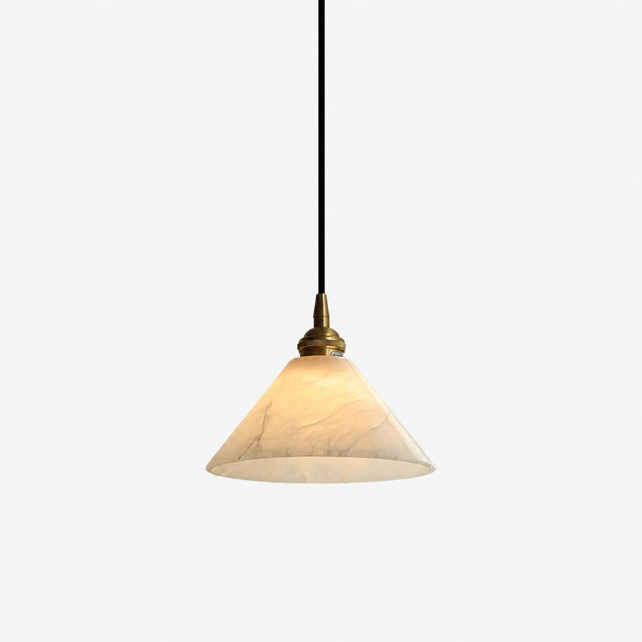 Conical Brass Alabaster Pendant Lamp