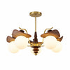 Solvane Multi Arm Chandelier with Glass Shades - Retro Decorative Lighting for Dining Room