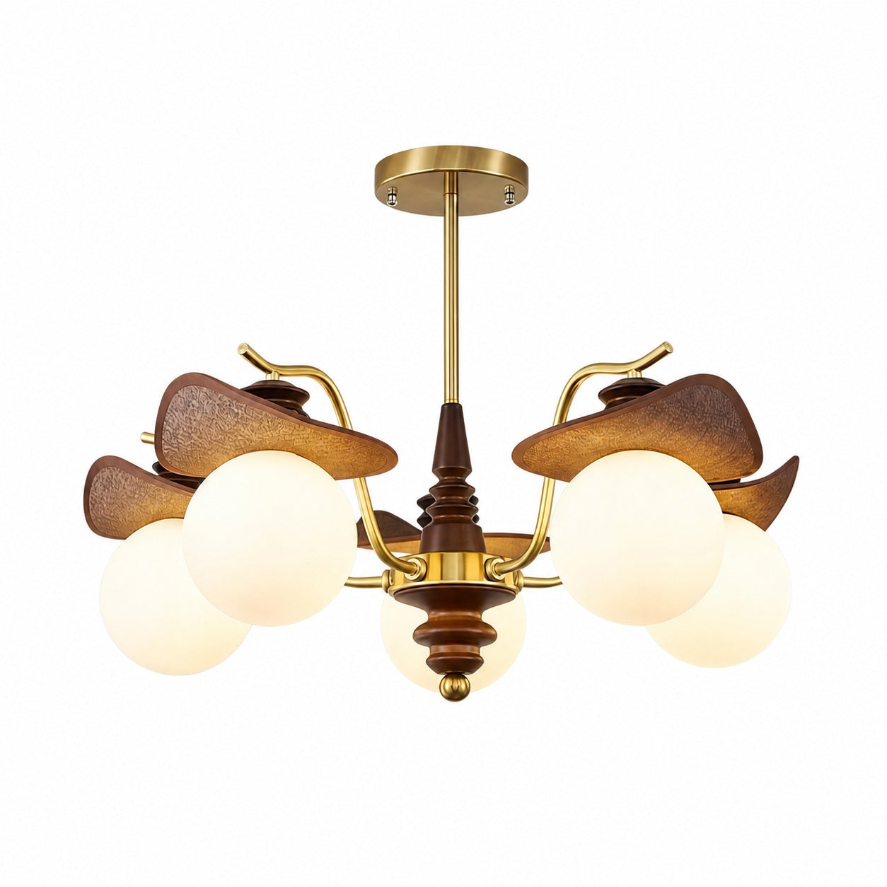 Solvane Multi Arm Chandelier with Glass Shades - Retro Decorative Lighting for Dining Room