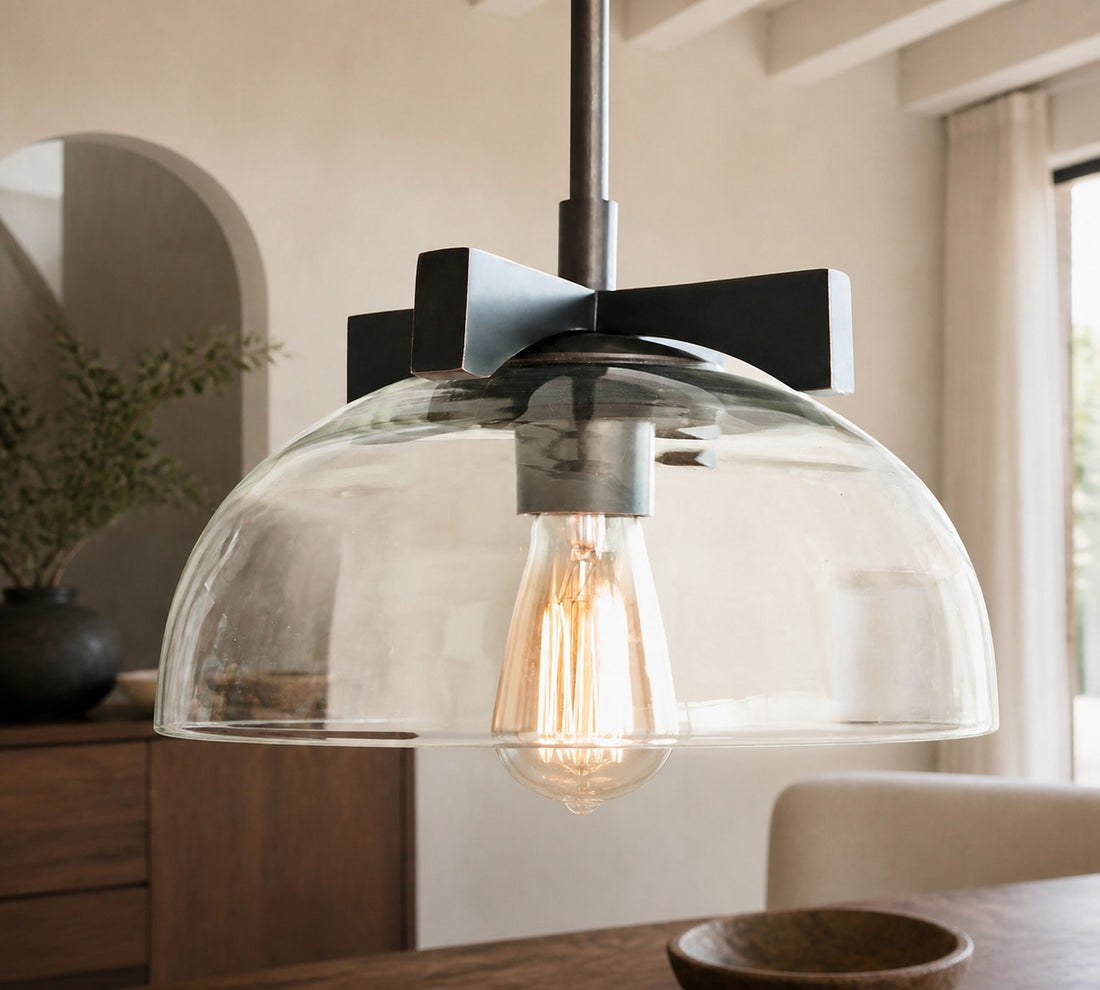 Auria Metal Brass Pendant Lighting - Vintage Finish with Glass Shade
