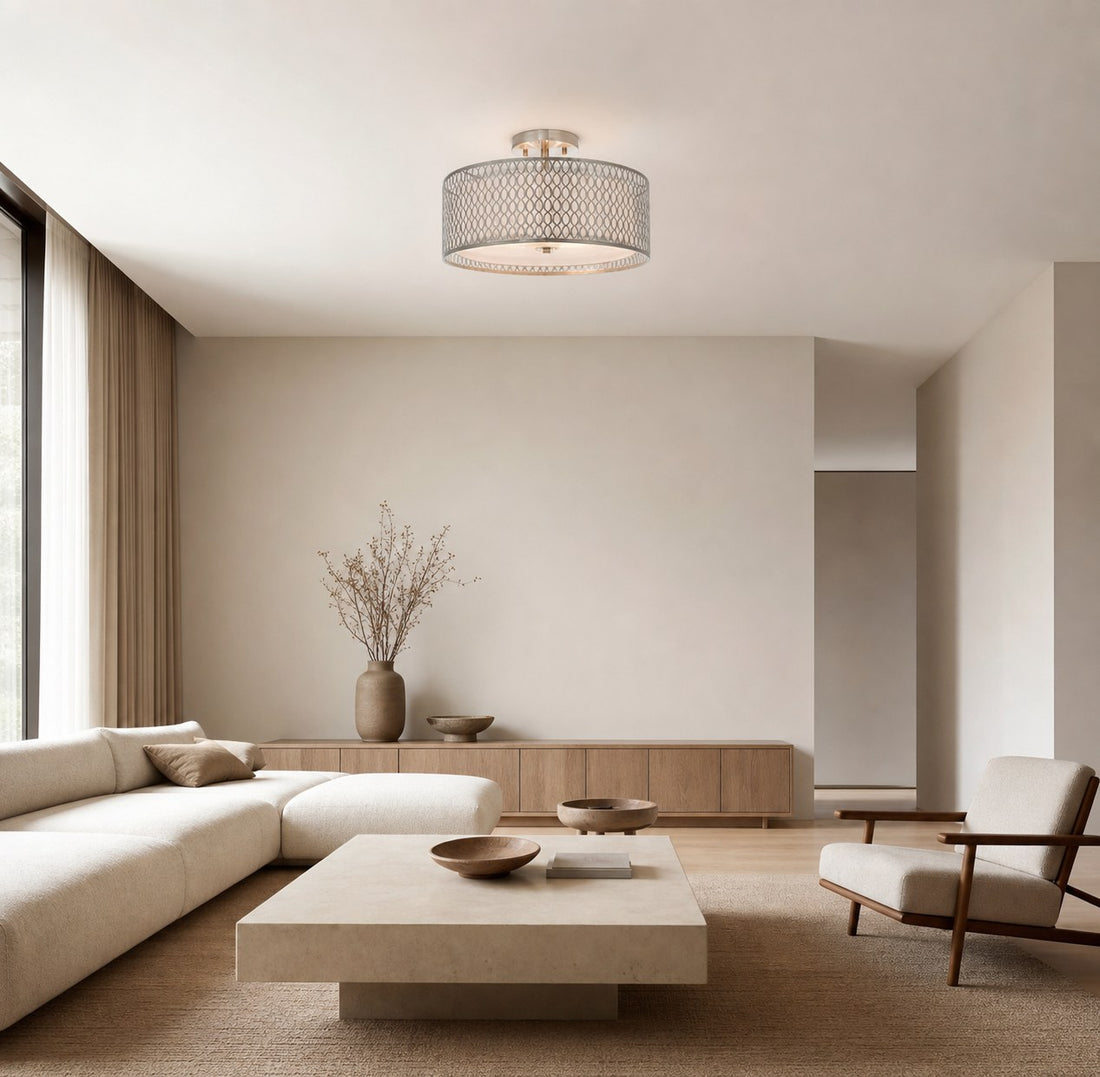 Modern 3 Light Mesh Design Ceiling Light - Dimmable for Living Room