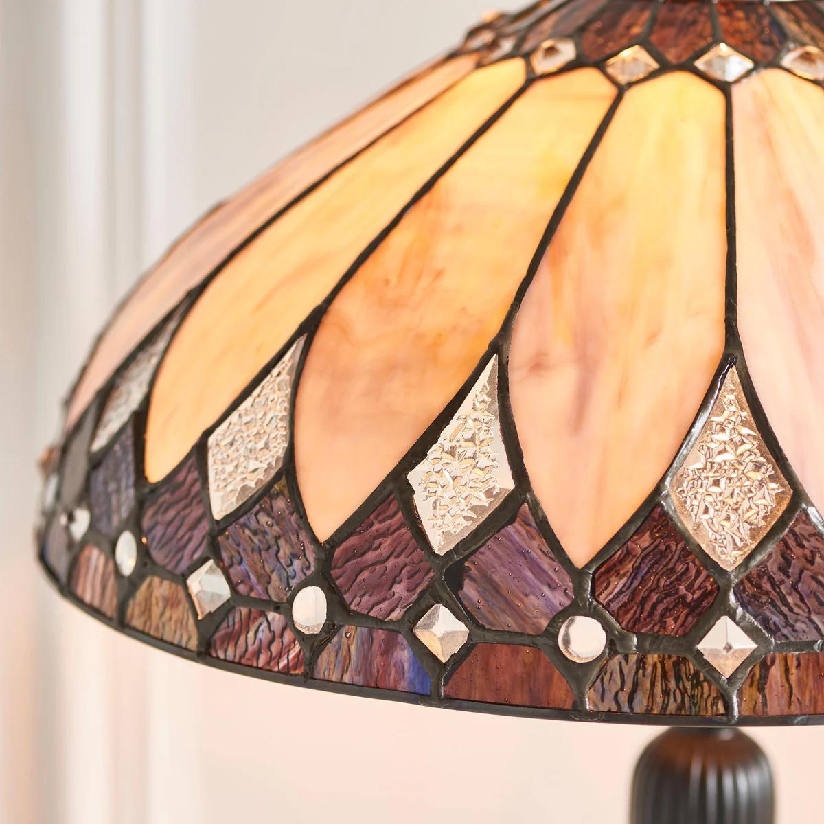TF Brooklyn Tiffany Lamp Stained Glass Mosaic Table Lamp - Classic Art Deco Style for Living Room