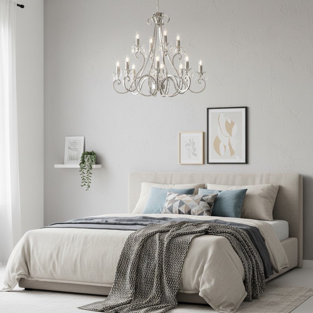 Talonis Crystal Chandelier - Traditional Candle-Style Brass and Nickel for Living Room and Dining Room