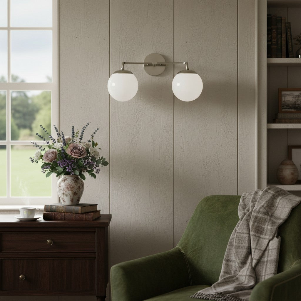 Glorica Glass Wall Sconce - Modern Vintage Vanity Light Fixture