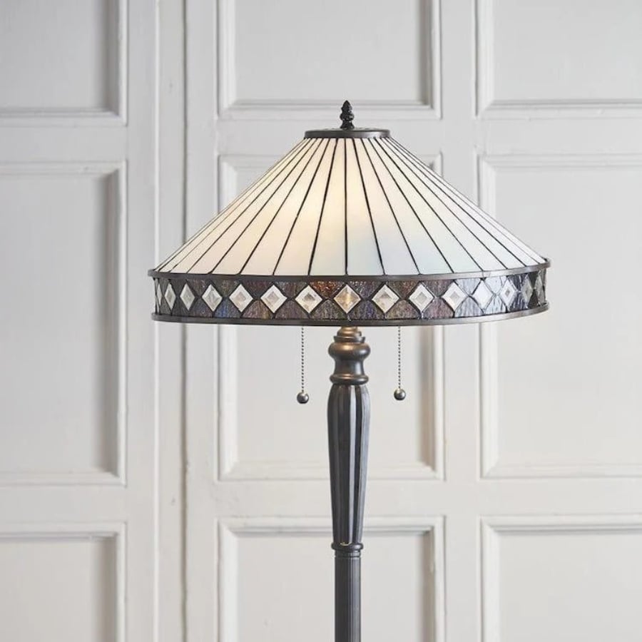 TF Fargo Geometric Art Deco Tiffany Floor Lamp for Living Room Corner Lighting