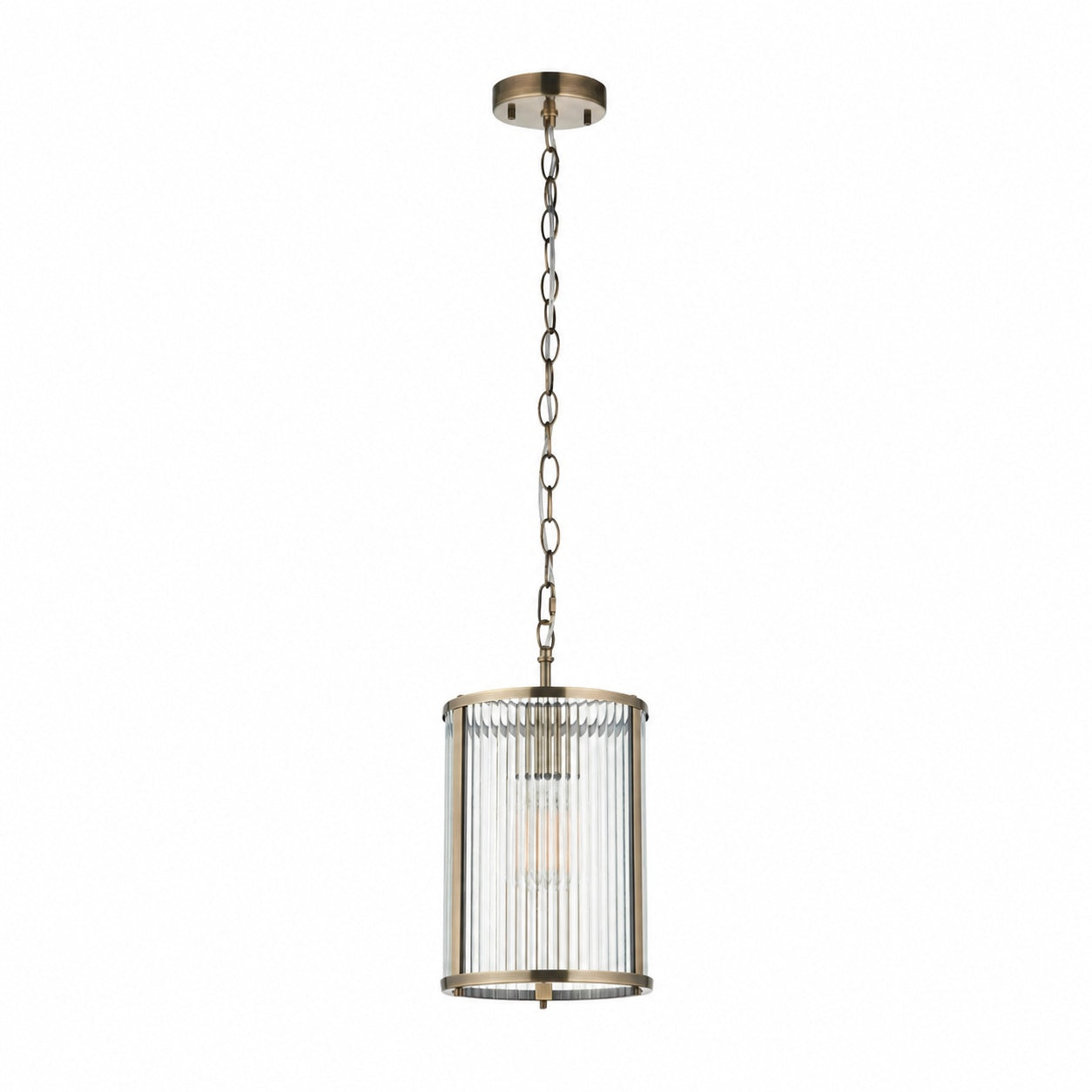 RibGlow Ribbed Glass Pendant Light - Antique Style Pendant Light for Dining Room