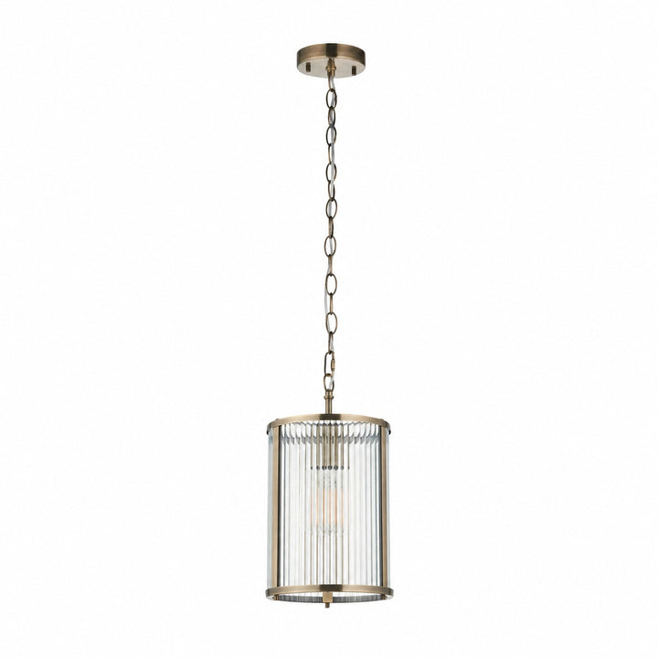 RibGlow Ribbed Glass Pendant Light - Antique Style Pendant Light for Dining Room