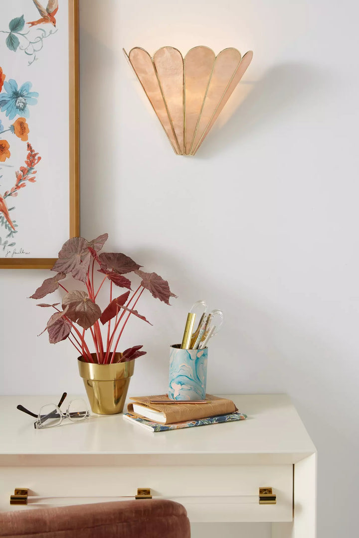 Lumica Capiz Faceted Wall Light - Brass & Iron Sconce in Gold Finish