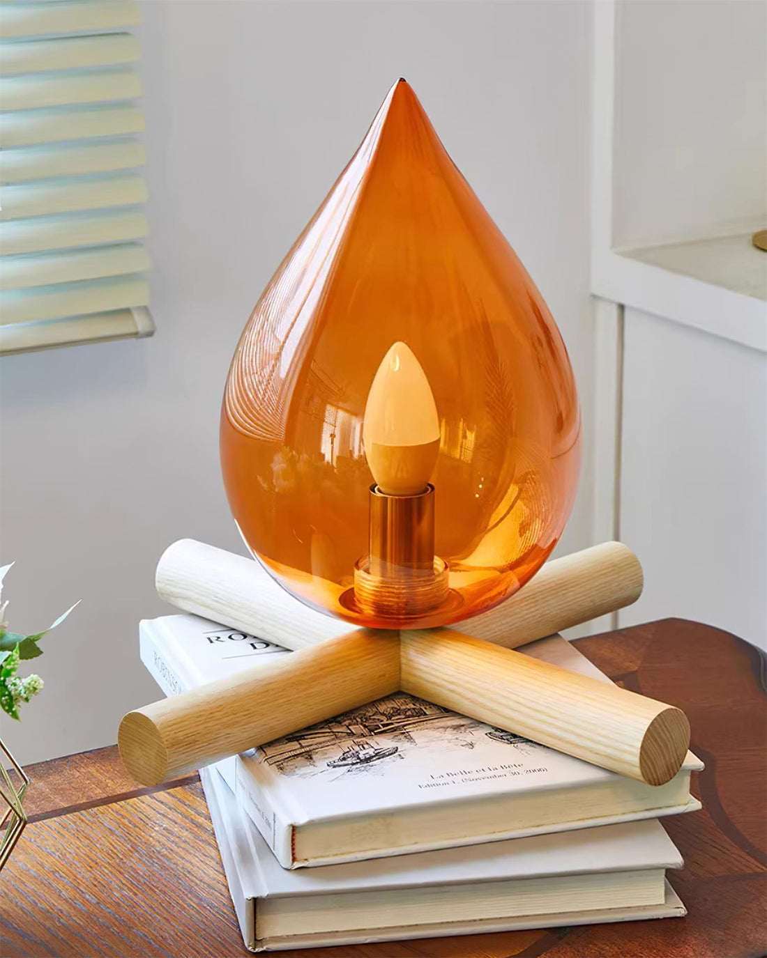 Firewood Stack Flame Table Lamp
