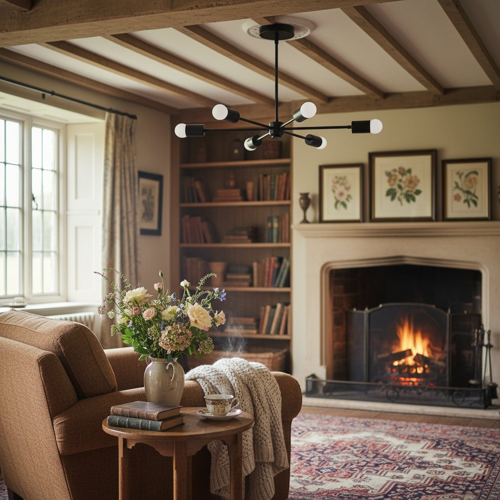 Mobilux Line Mid Century Modern Chandelier - 6 Heads Hanging Ceiling Light