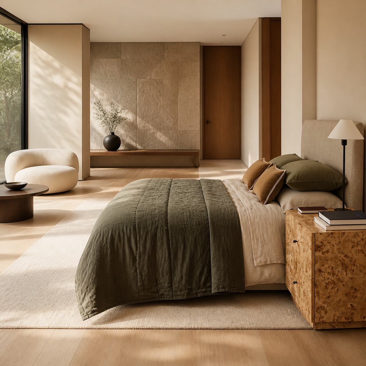 Diora Table & Floor Lamps - Linen Shade Modern Linear Style Sophisticated Accent