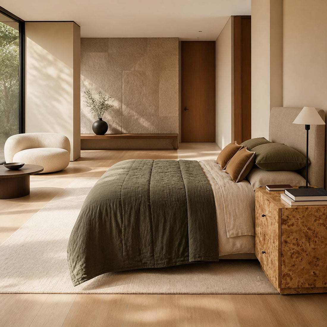 Diora Table & Floor Lamps - Linen Shade Modern Linear Style Sophisticated Accent