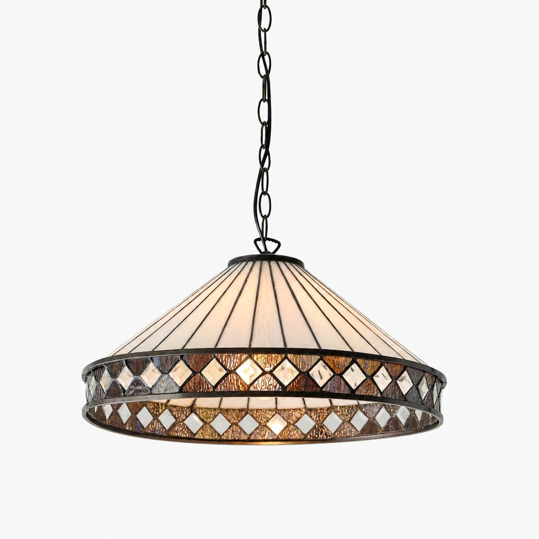 TF Fargo Pendant Light - Tiffany Style Lighting with an Art Deco Shade and Adjustable Chain