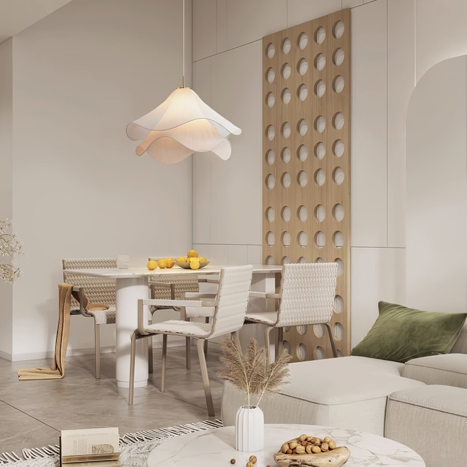 Ethereal Bloom French Floral Pleated Fabric Pendant Light