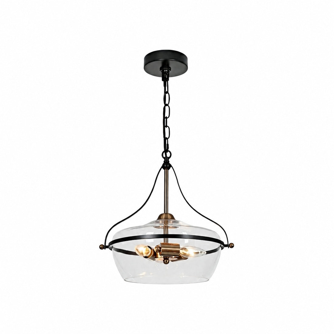 Lirra Glass Pendant Light – Mid‑Century Modern Metal Frame for Kitchen and Living Room